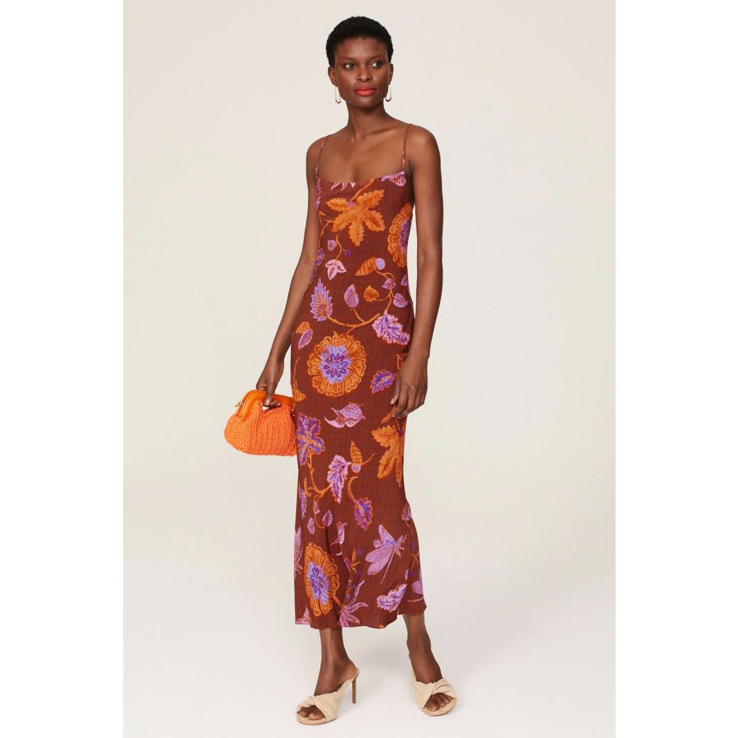 Rhode Red Floral Satin Clove Jemima Dress Size 0
